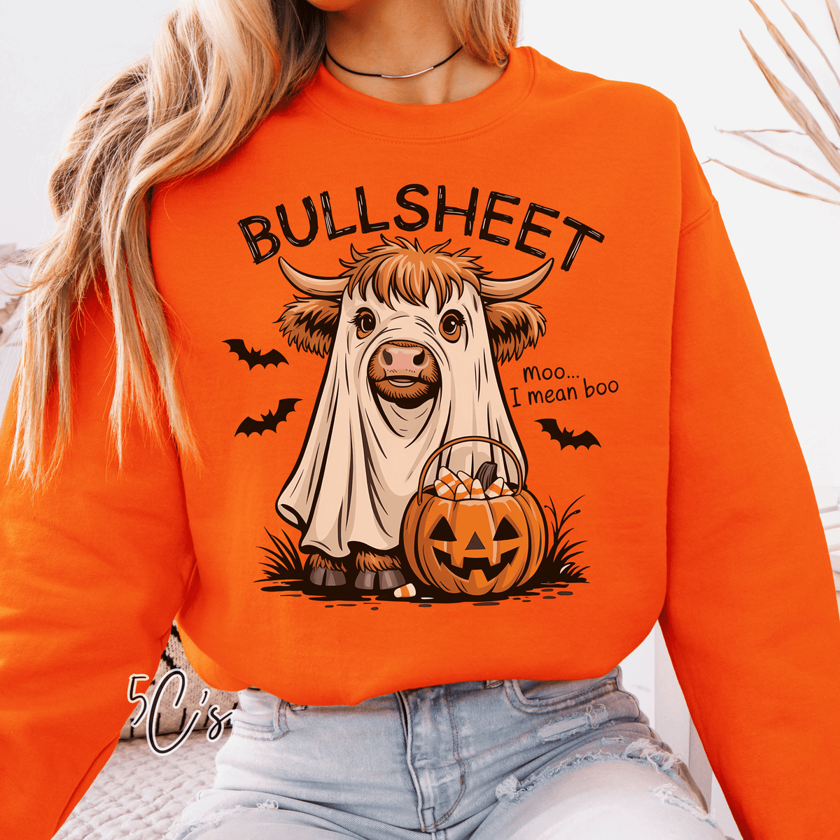 Bullsheet Halloween Highland Cow Sweatshirt
