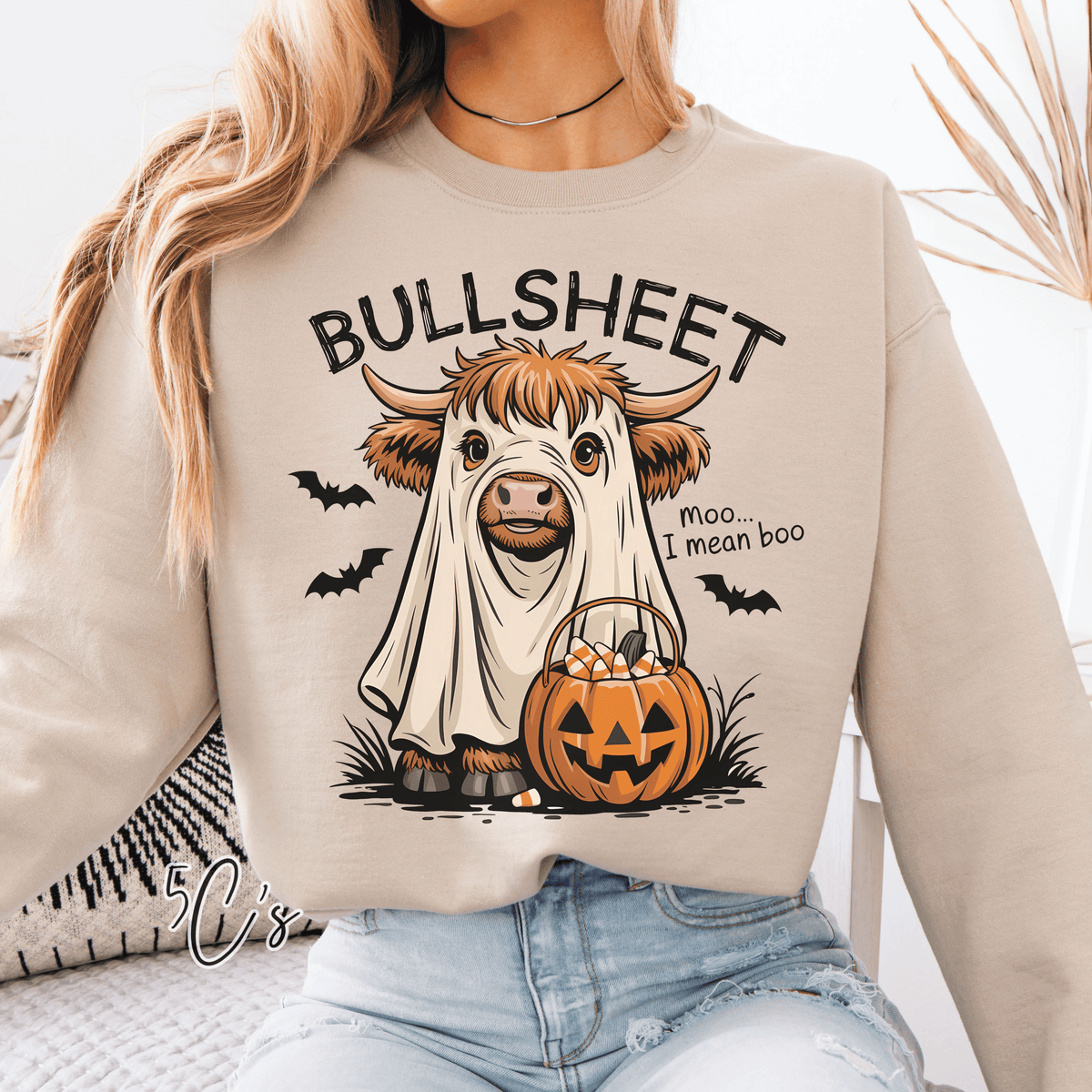 Bullsheet Halloween Highland Cow Sweatshirt