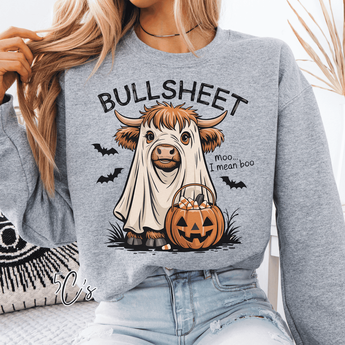 Bullsheet Halloween Highland Cow Sweatshirt