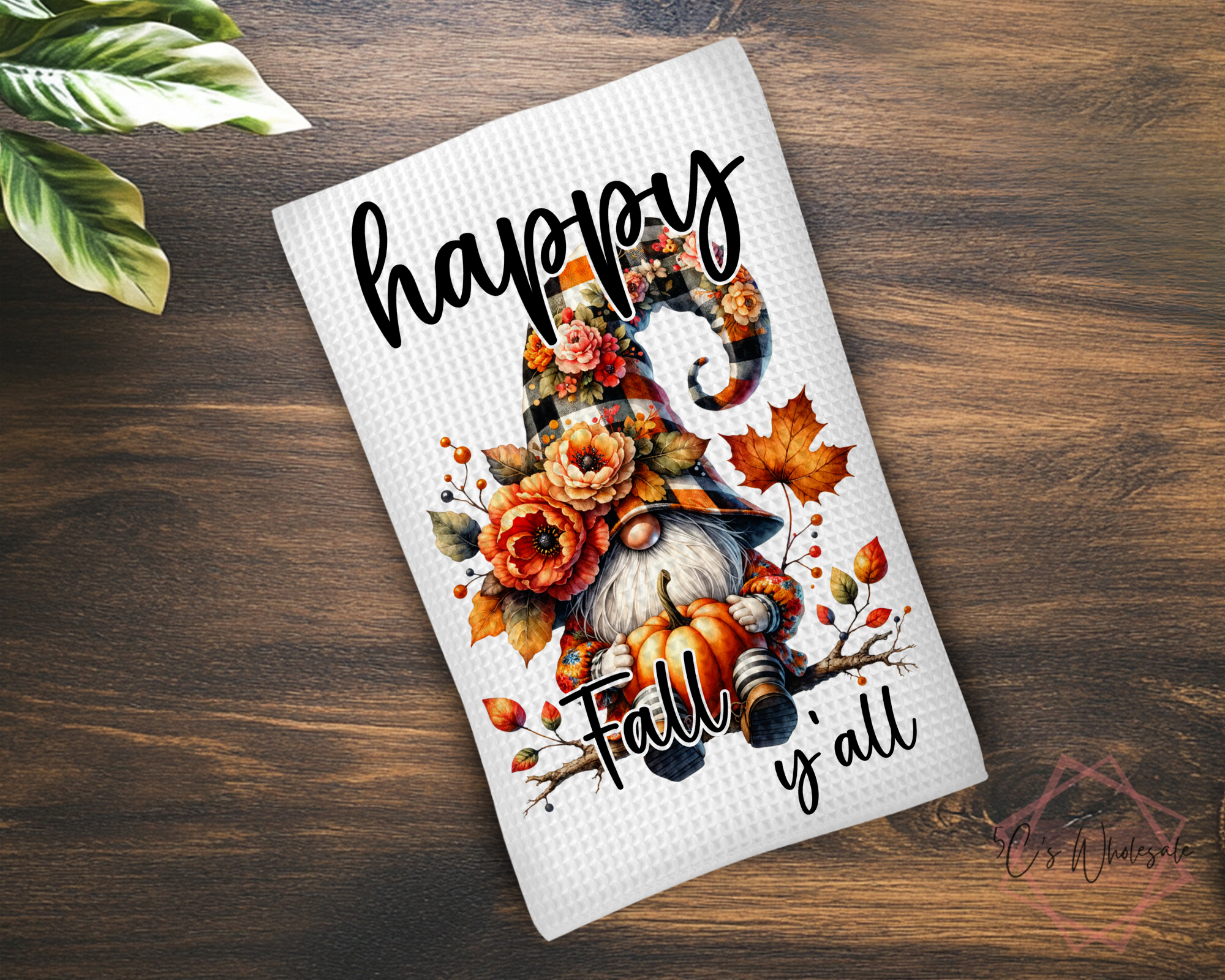 Happy Fall Y'all Gnome Dish Towel