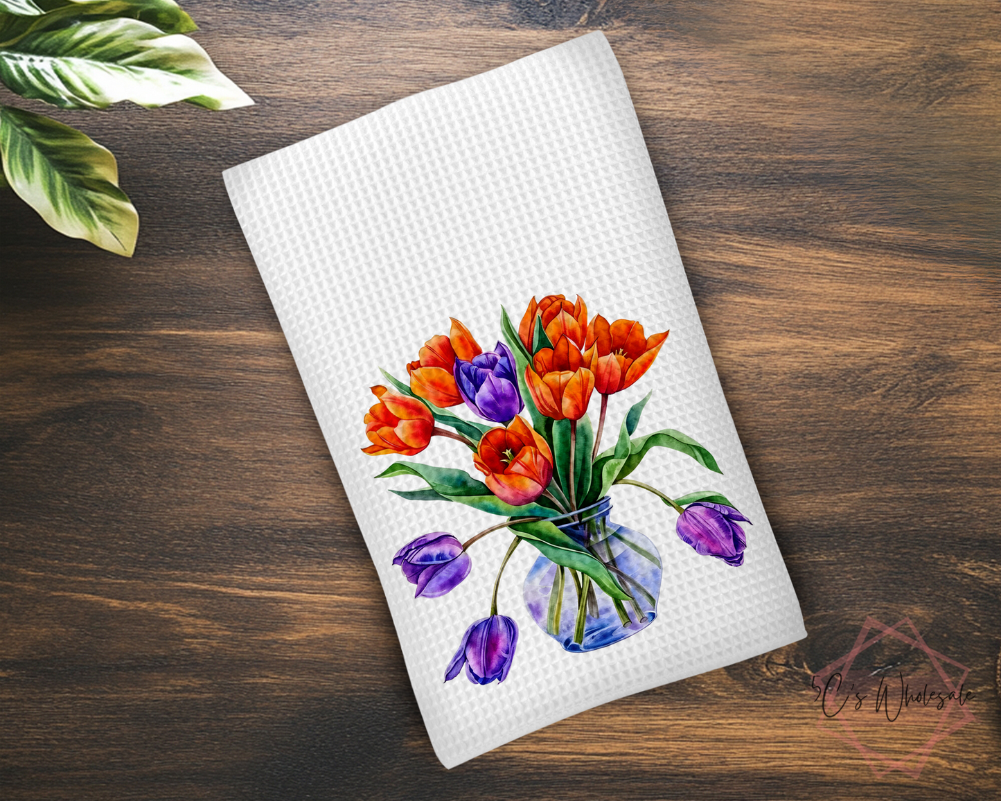 Tulips In Vase Dish Towel