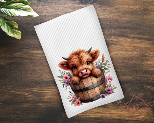 Cute Baby Highland Cow Dish Towel