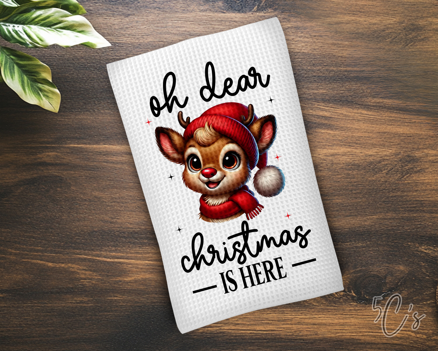 Oh Dear, Christmas Is Here Dish Towel