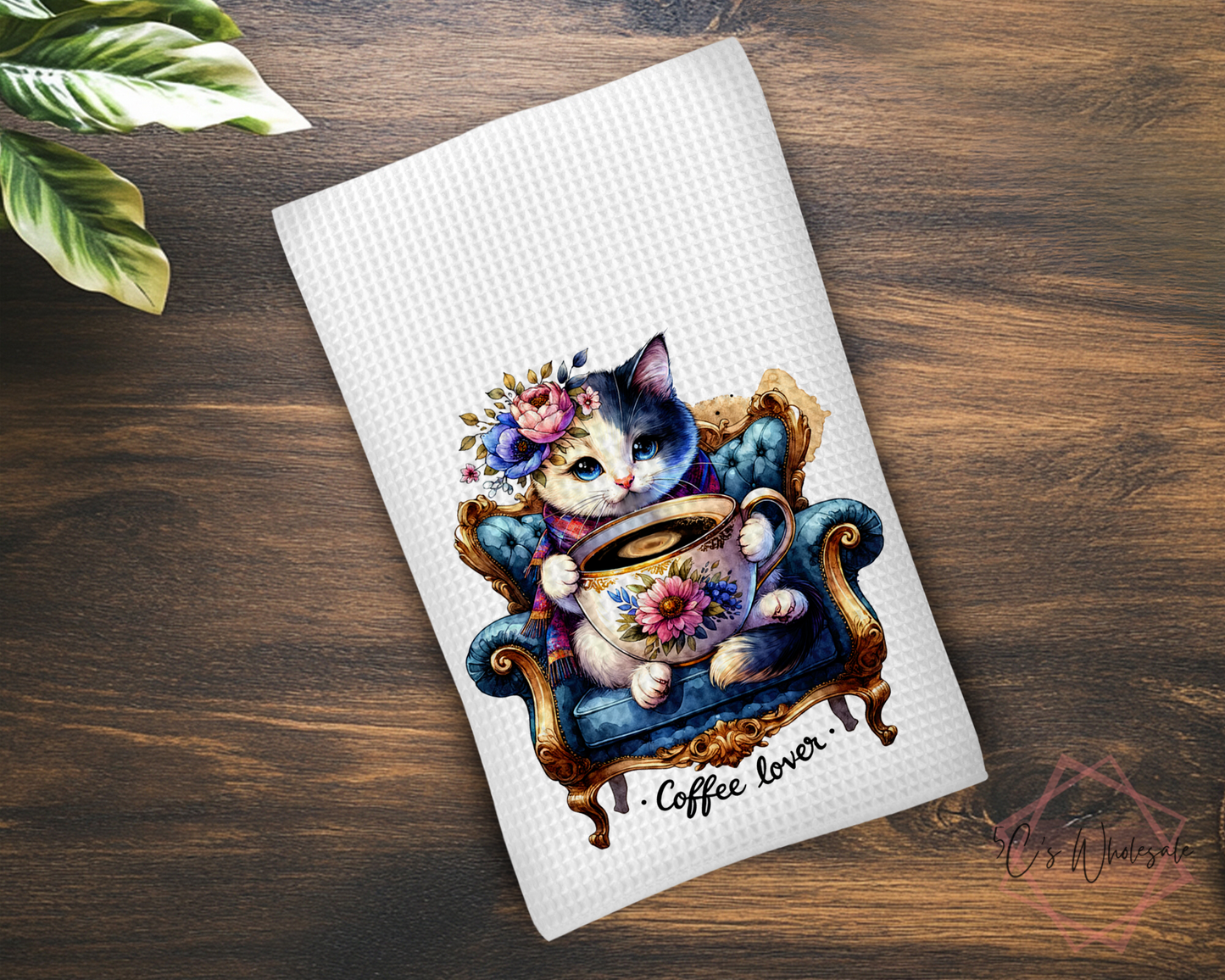 Cute Kitty Coffee Lover Dish Towel