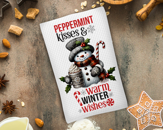 Peppermint Kiss & Warm Winter Wishes Dish Towel