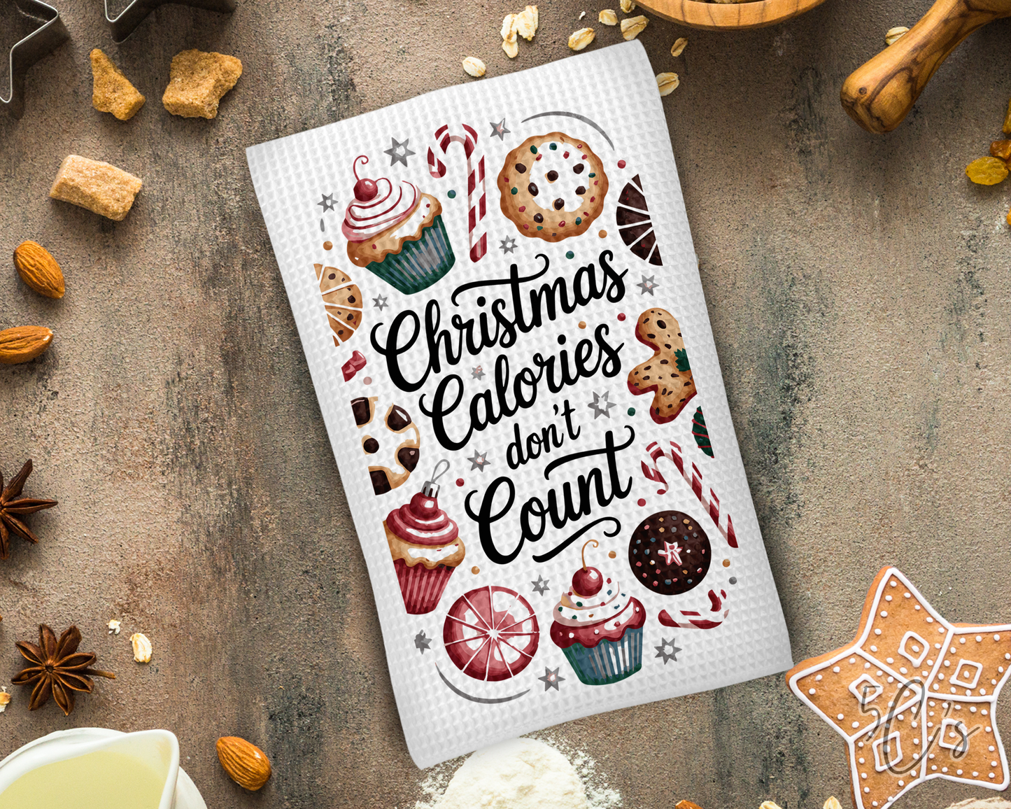 Christmas Calories Don't Count Dish Towel