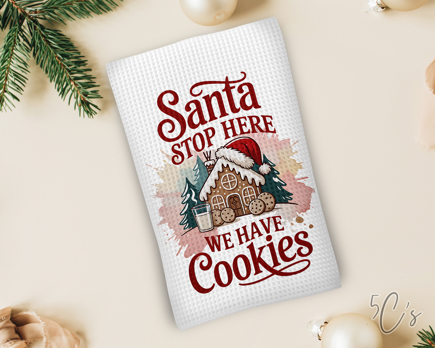 Santa Stop Here Dish Towel