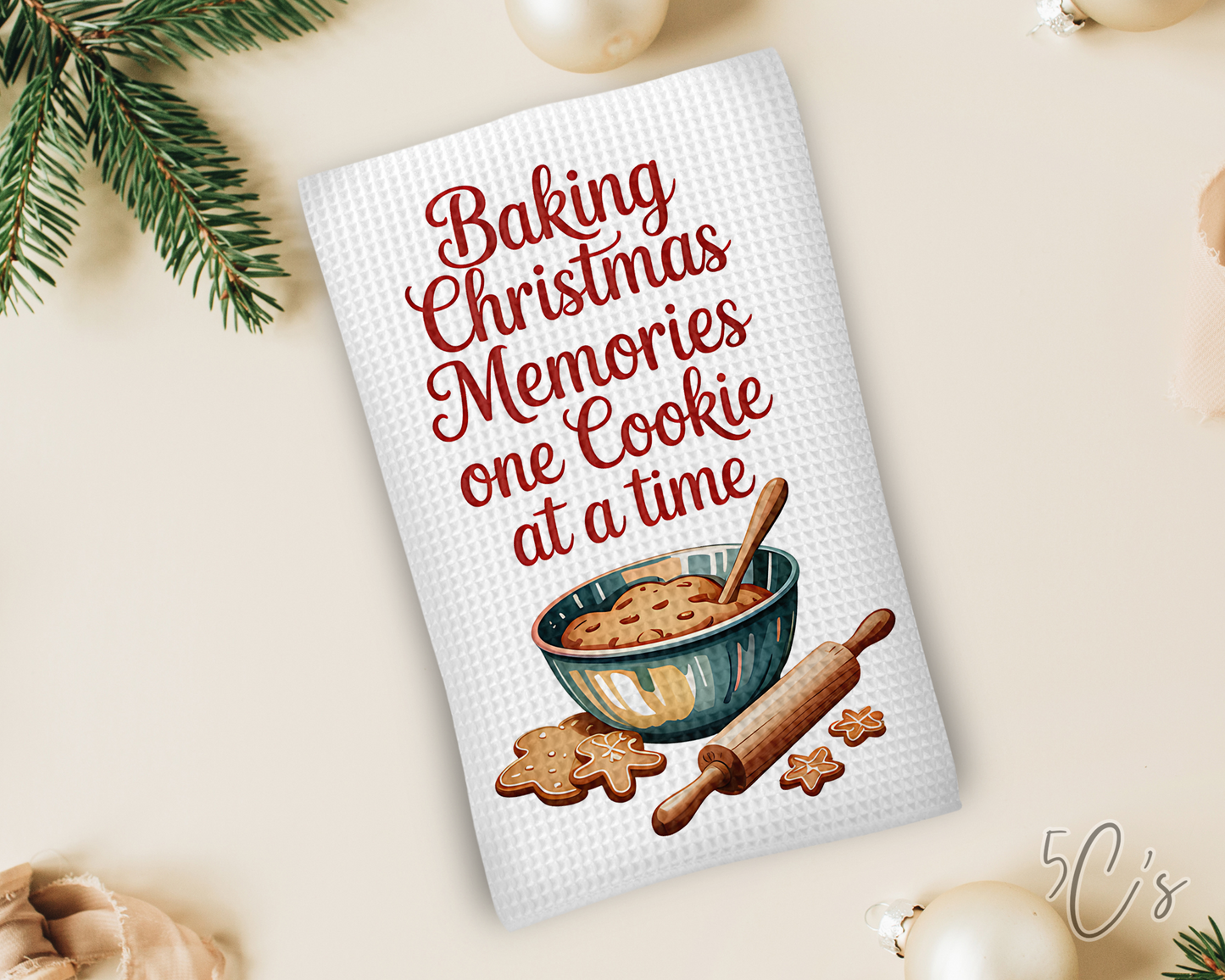 Baking Christmas Memories One Cookie at a Time Dish Towel