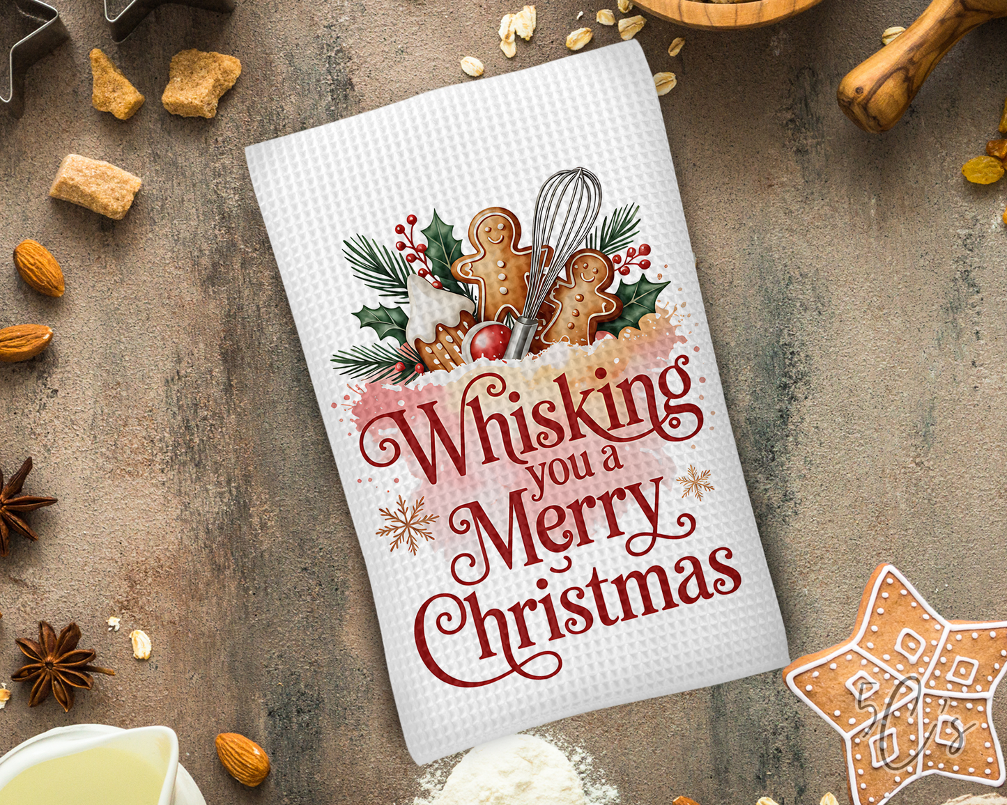 Whisking You Merry Christmas Dish Towel