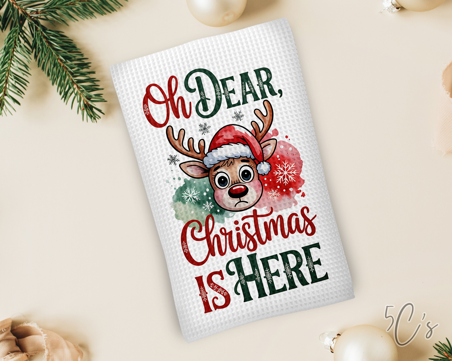 Christmas is Here Dish Towel
