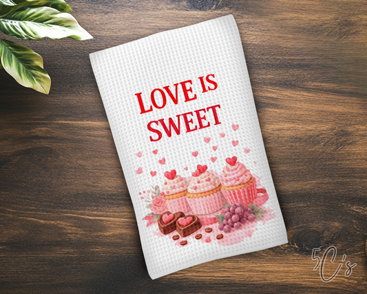 Love Is Sweet Pink Dish Towel