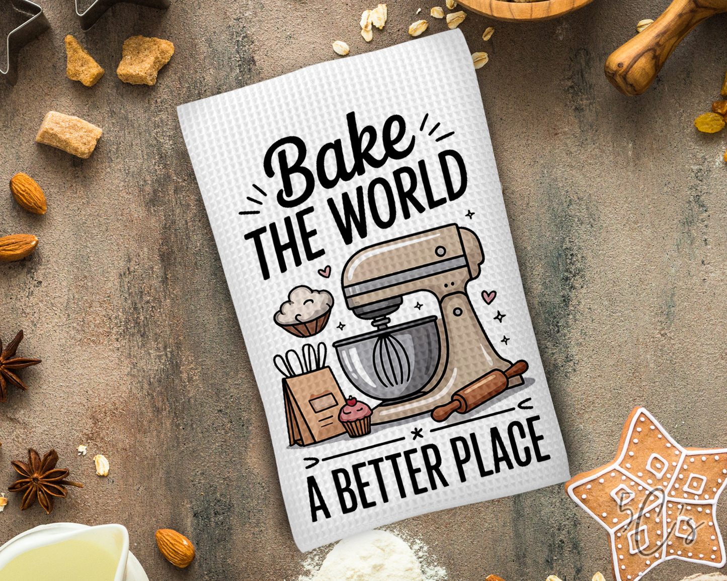 Bake The World a Better Place Dish Towel