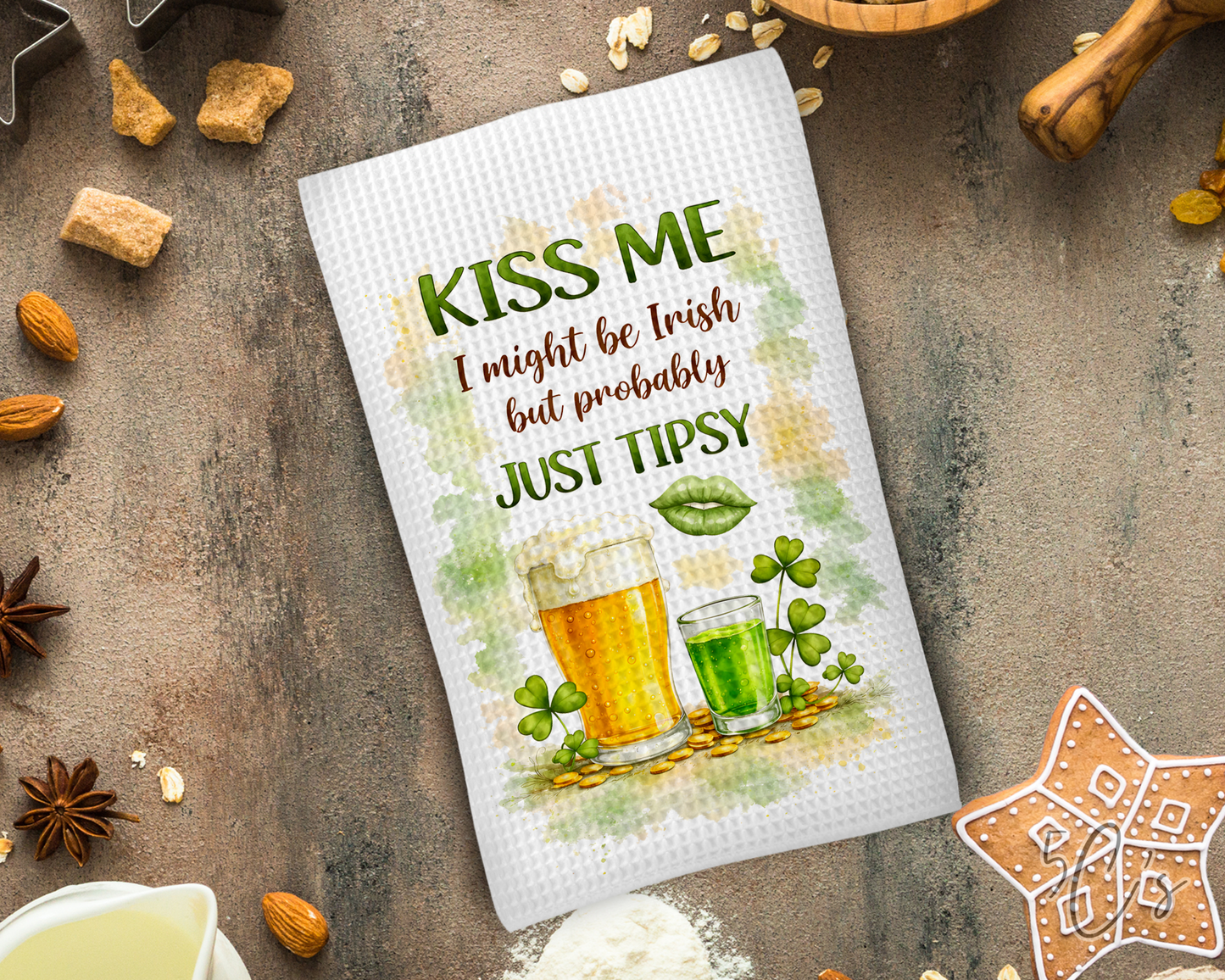 Kiss Me I Might Be Irish Dish Towel