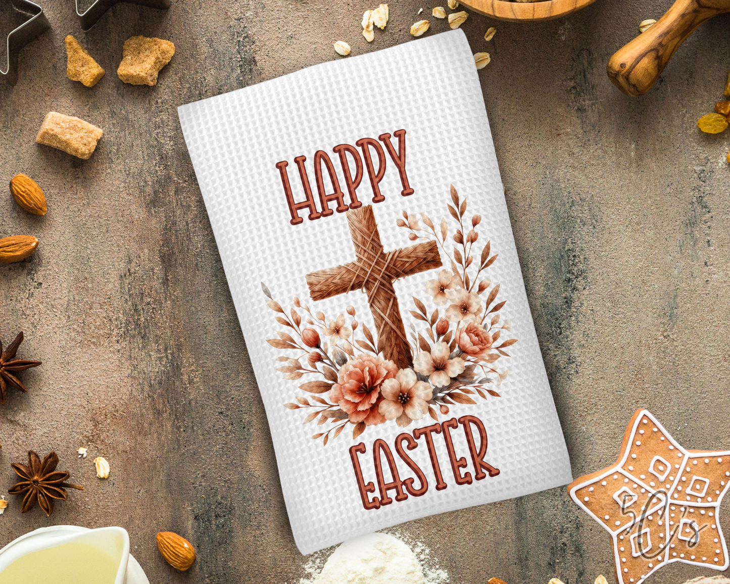 Easter Cross Dish Towel