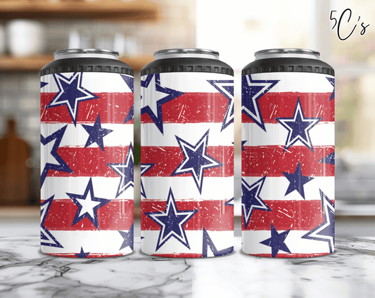 Red White & Blue Stars Can Cooler