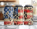 American Flag Leopard Can Cooler