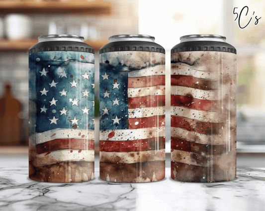 Rustic Flag Can Cooler