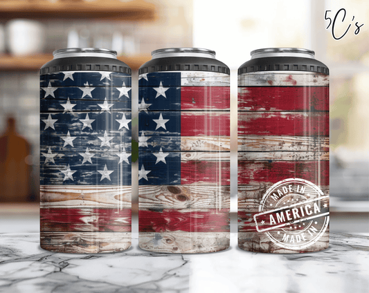 Distressed Flag Can Cooler