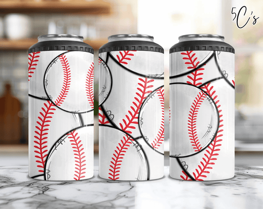 Hand Drawn Baseballs Can Cooler