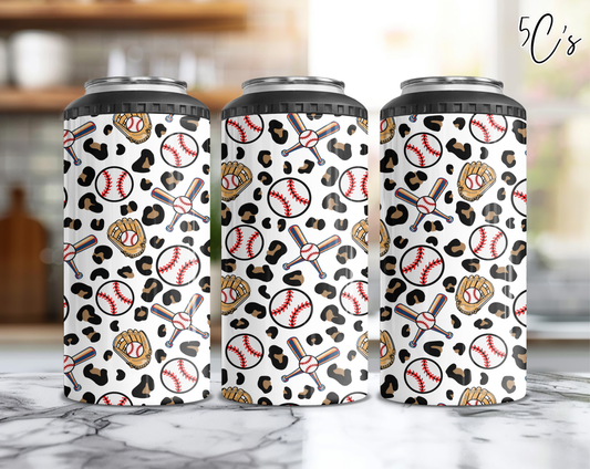 Baseball Leopard Can Cooler