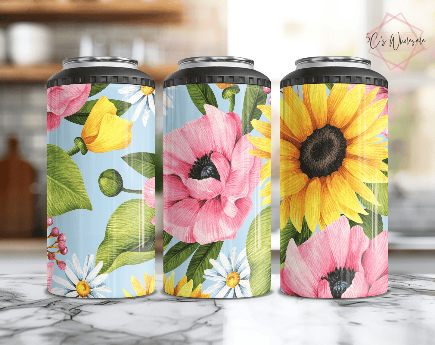 Spring Floral Can Cooler