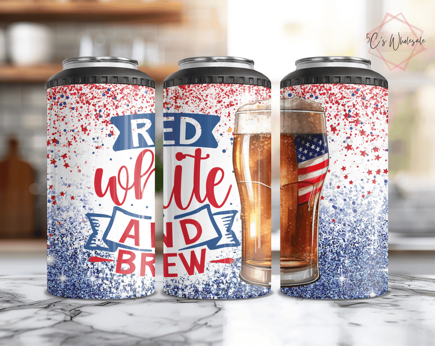 Red, White & Brew Can Cooler