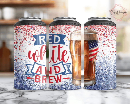 Red, White & Brew Can Cooler