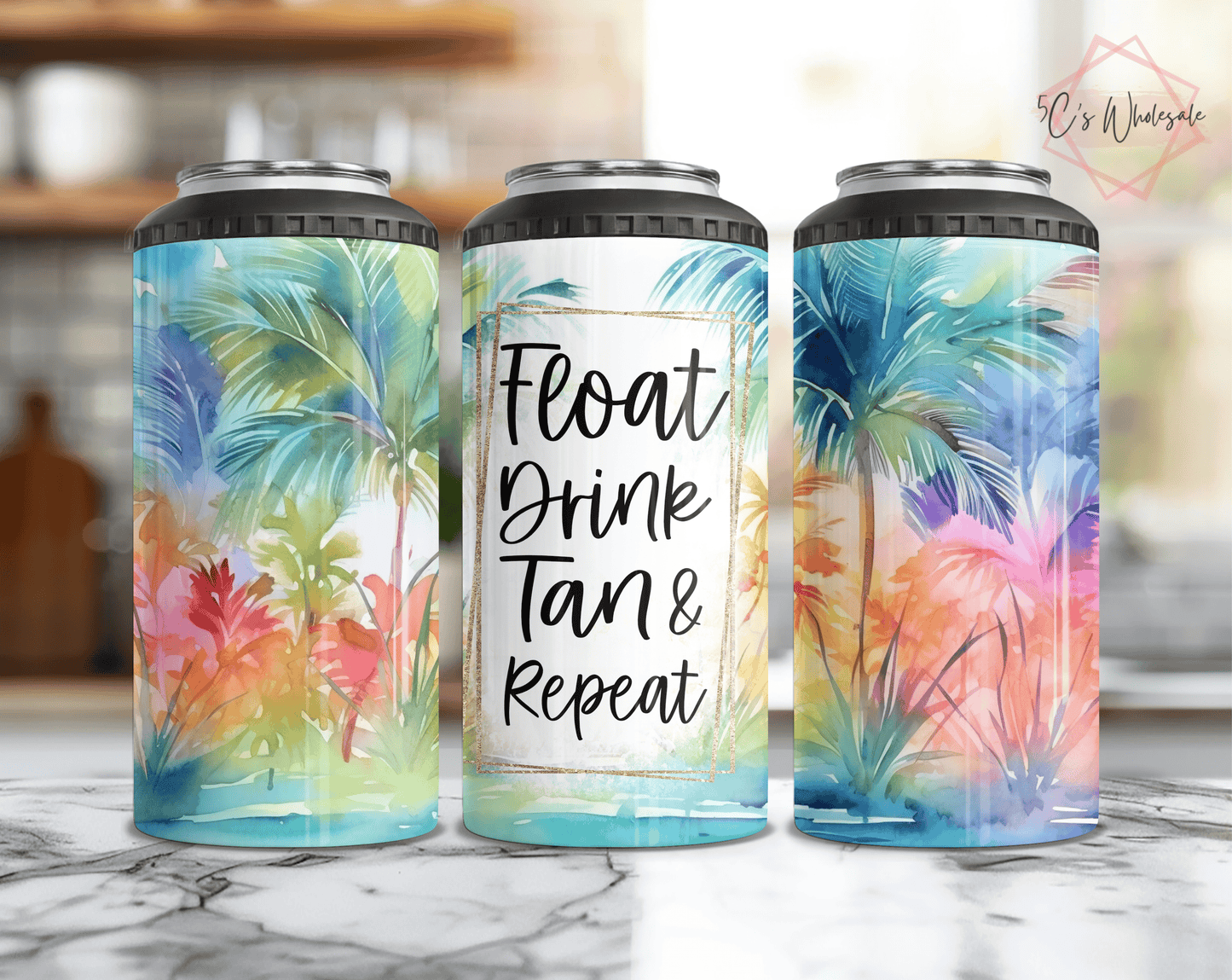 Float Drink Tan Repeat Can Cooler
