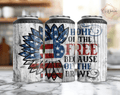 USA Distressed Patriotic Sunflower Can Cooler