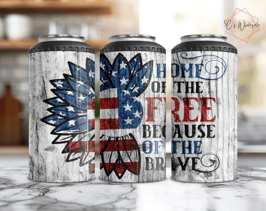 USA Distressed Patriotic Sunflower Can Cooler