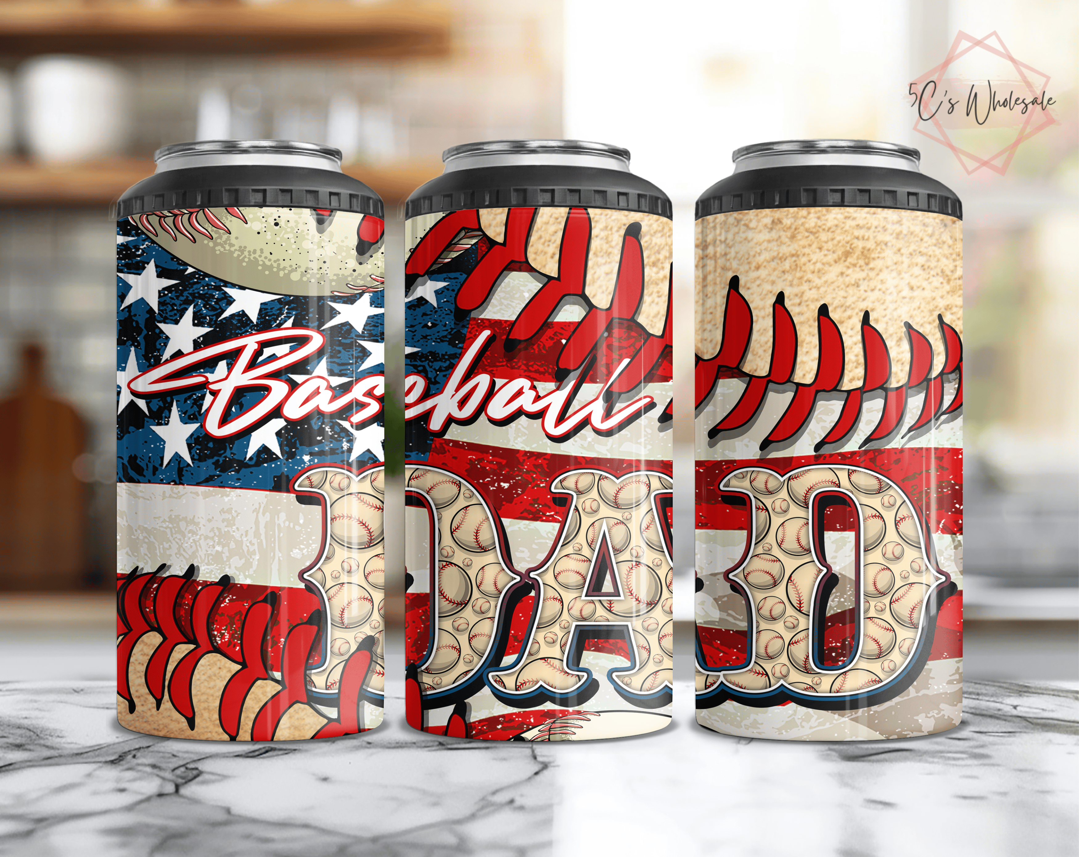 Baseball Dad Patriotic Father's Day Can Cooler
