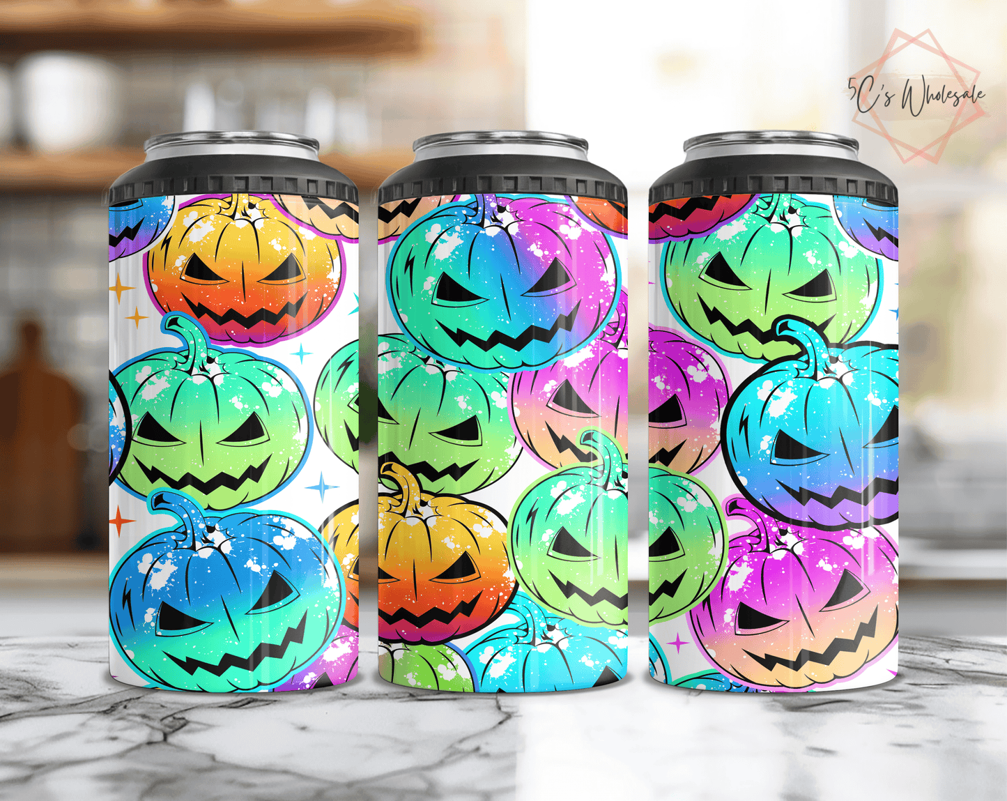 Colorful Pumpkins Can Cooler