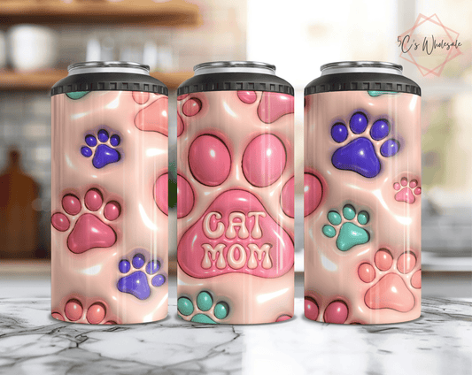 3D Inflated Cat Mom Can Cooler