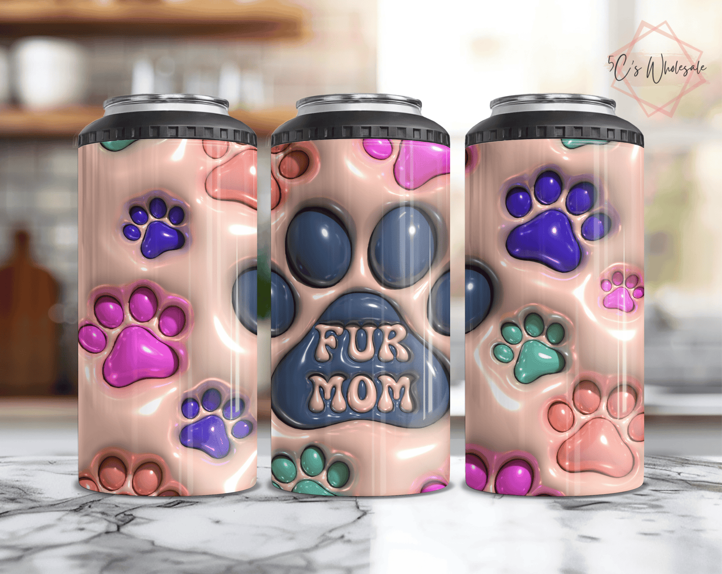 3D Inflated Fur Mom Can Cooler