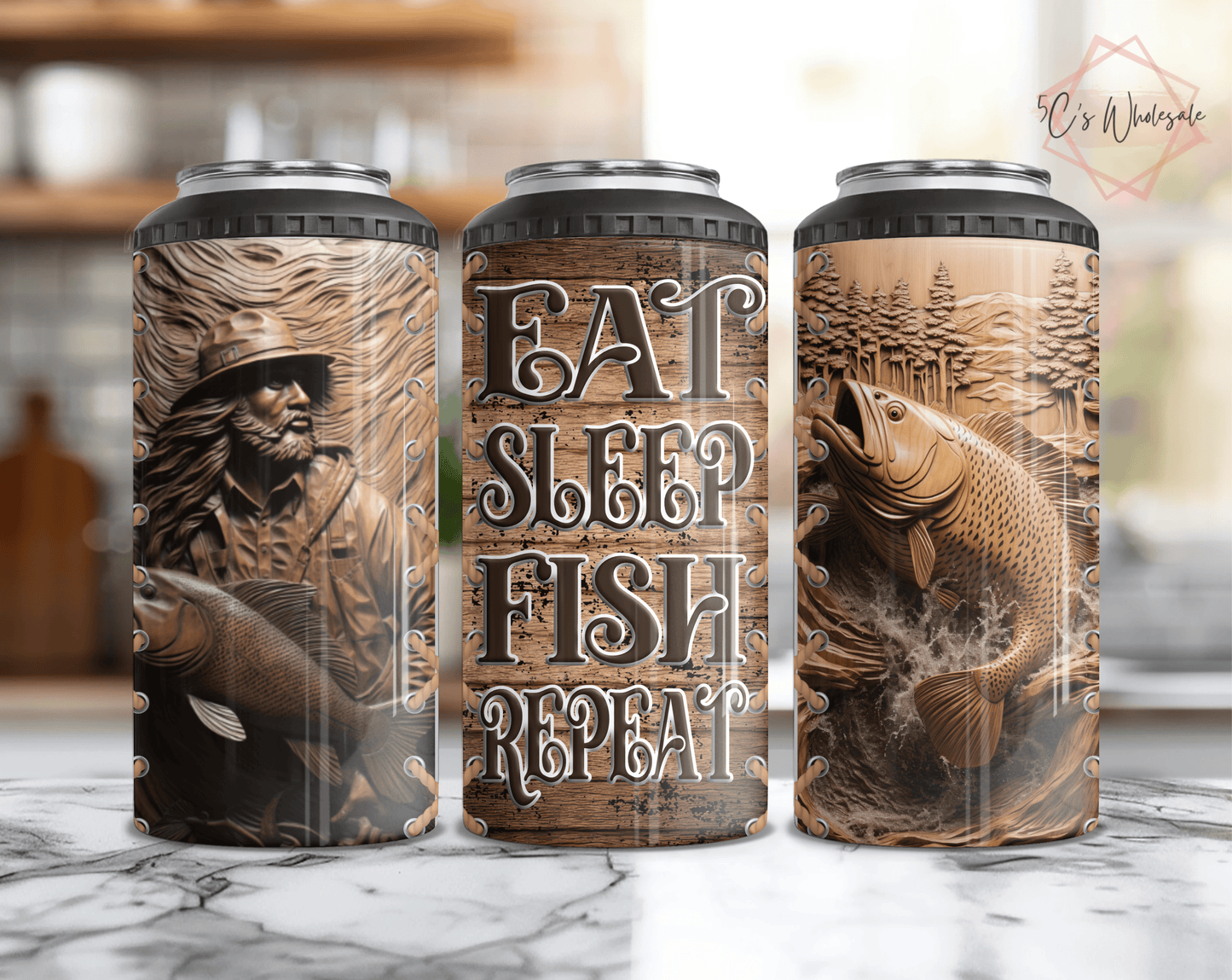Eat Sleep Fish Repeat Can Cooler