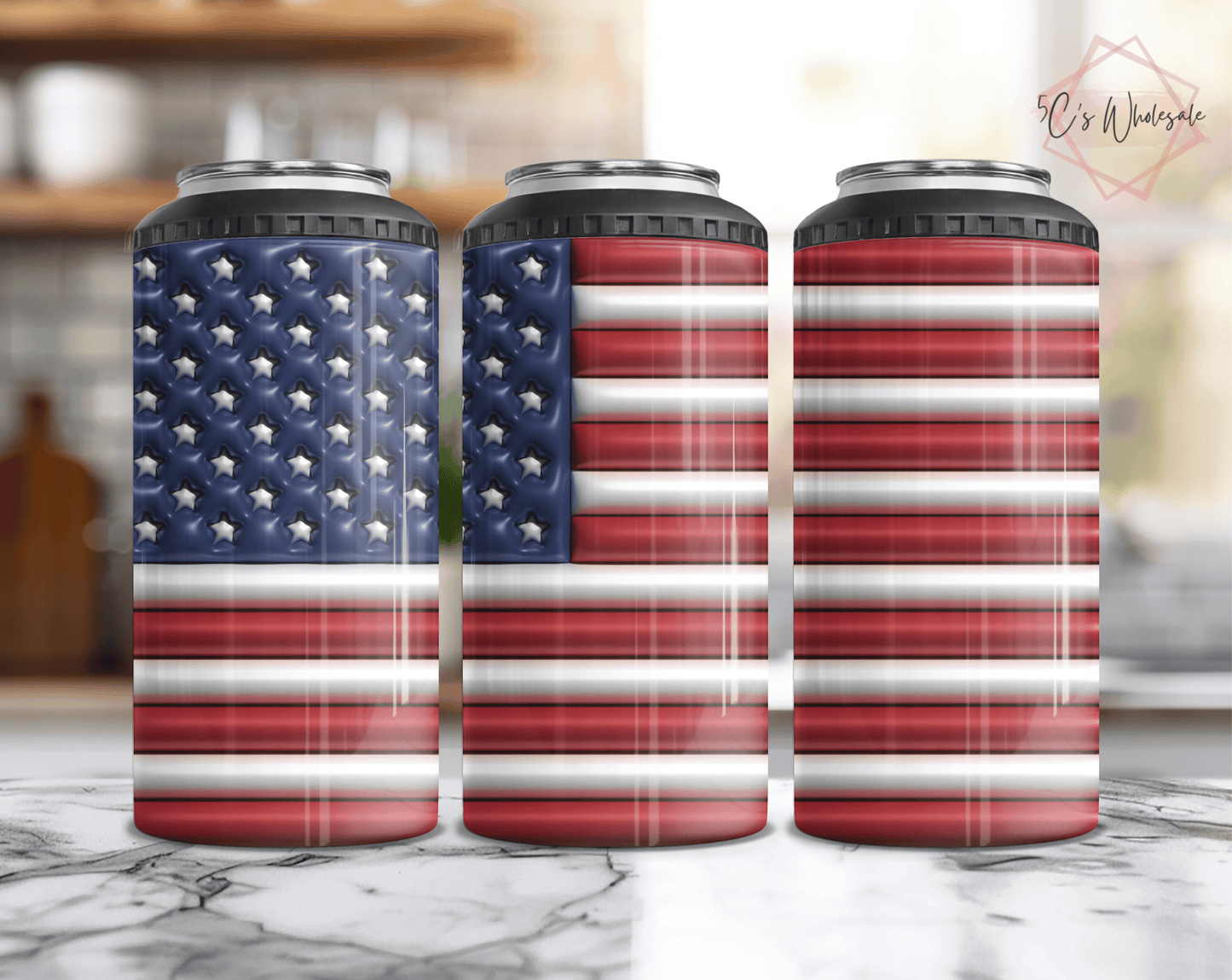 3D Inflated USA Flag Can Cooler