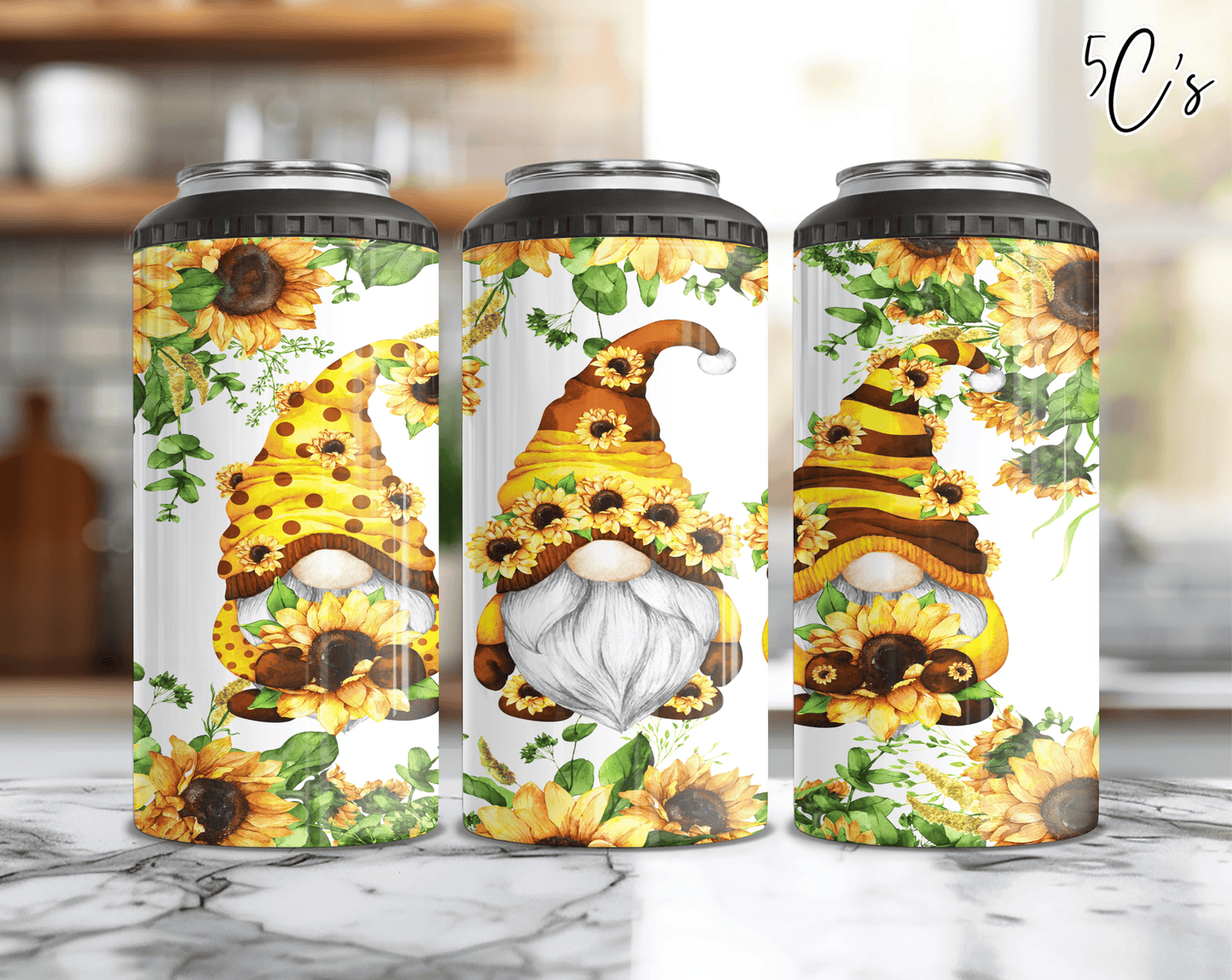 Gnomes Sunflowers Can Cooler