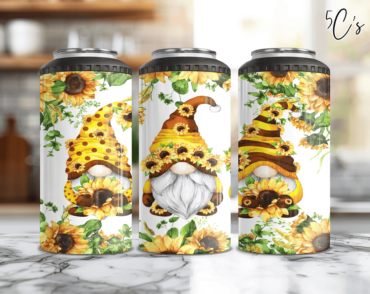 Gnomes Sunflowers Can Cooler