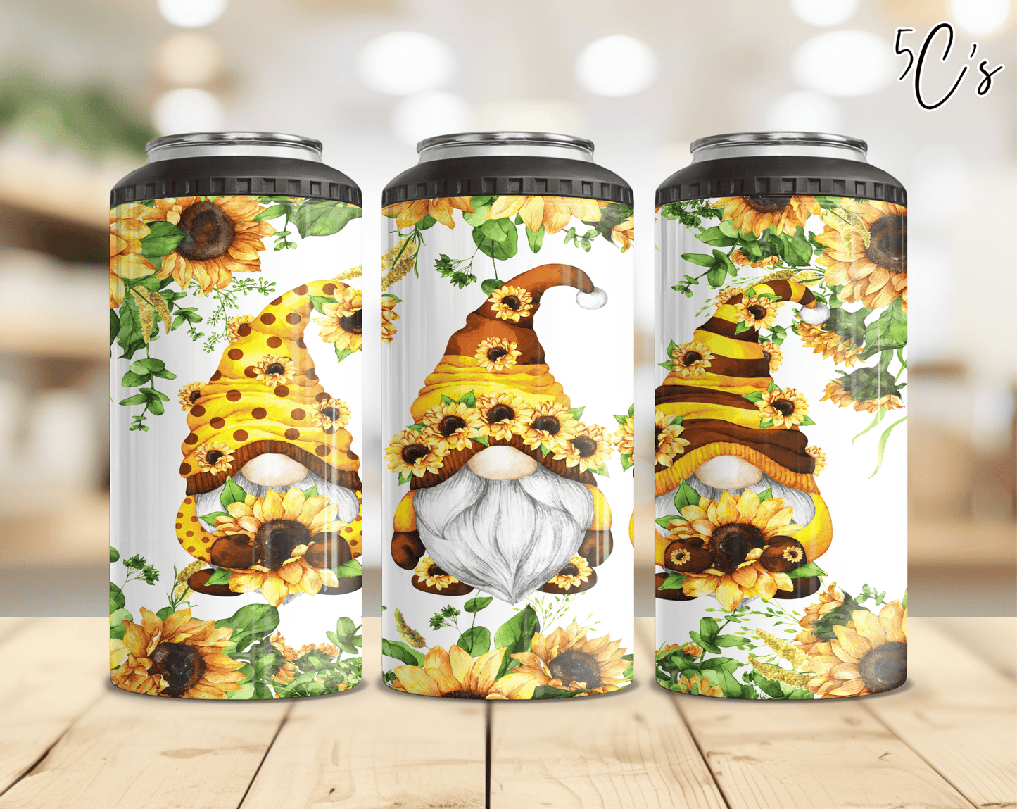 Gnomes Sunflowers Can Cooler