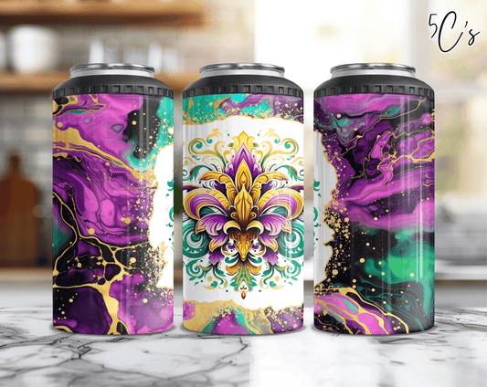 Mardi Gras Fleur de Lis Can Cooler