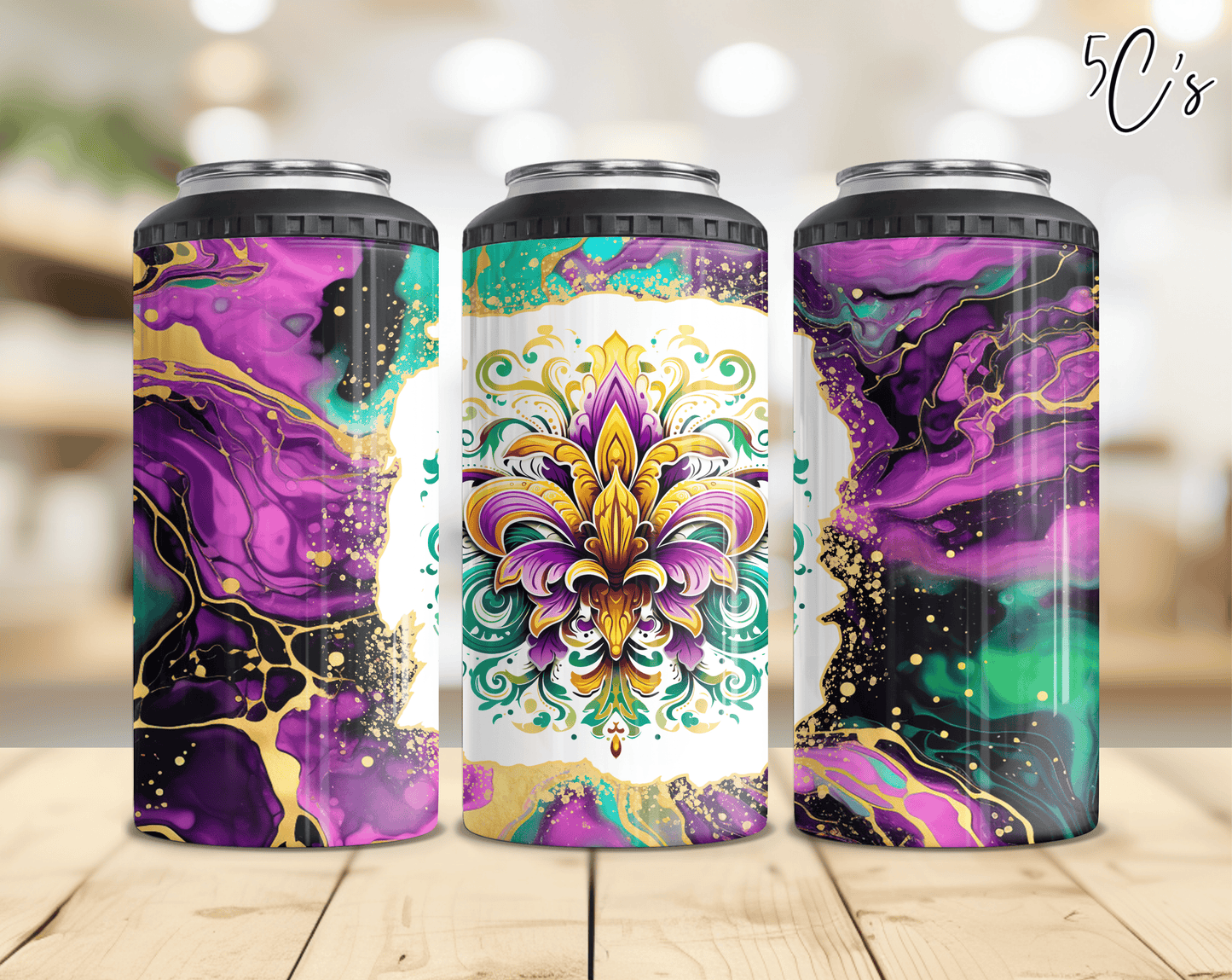 Mardi Gras Fleur de Lis Can Cooler