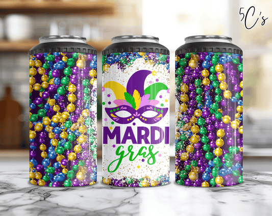 Mardi Gras Mask Beads Can Cooler
