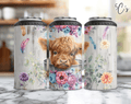 Baby Highland Cow Boho Flowers Can Cooler